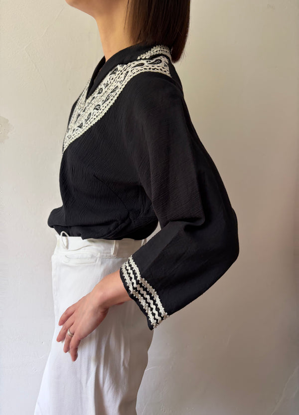60's-70's Patio Fashions Black Top.