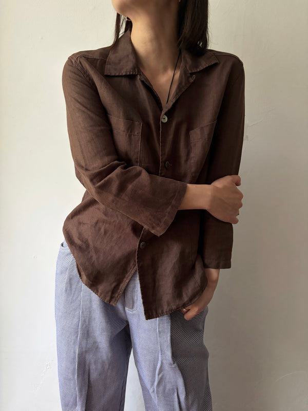Brown Linen Blouse.