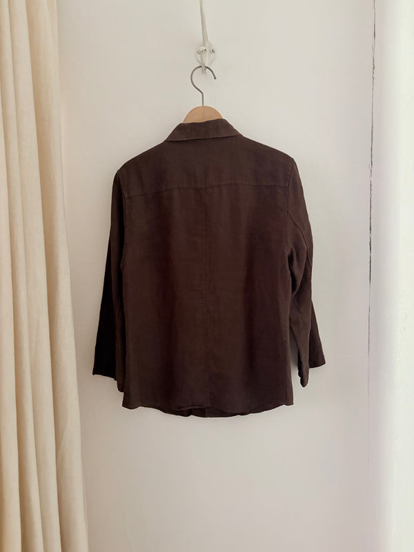 Brown Linen Blouse.