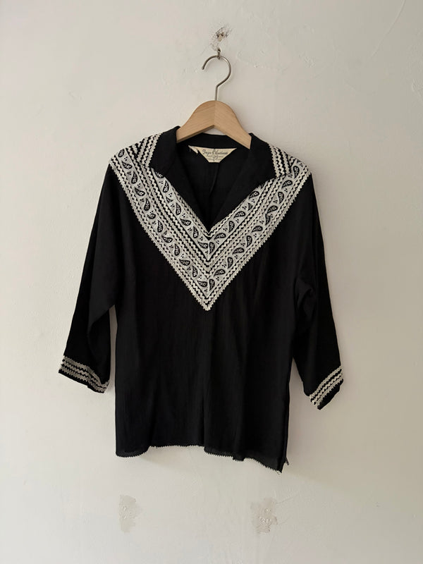 60's-70's Patio Fashions Black Top.