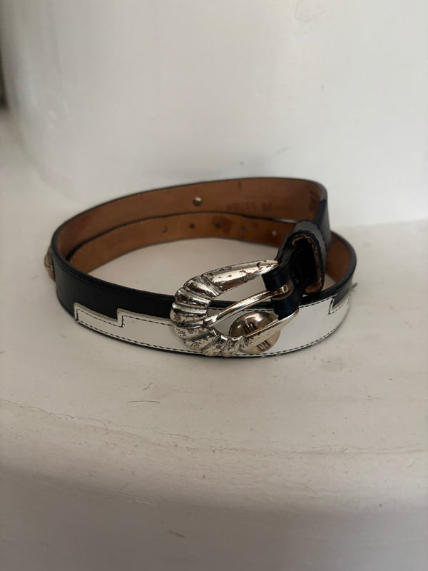 Vintage Black×White Leather Belt.