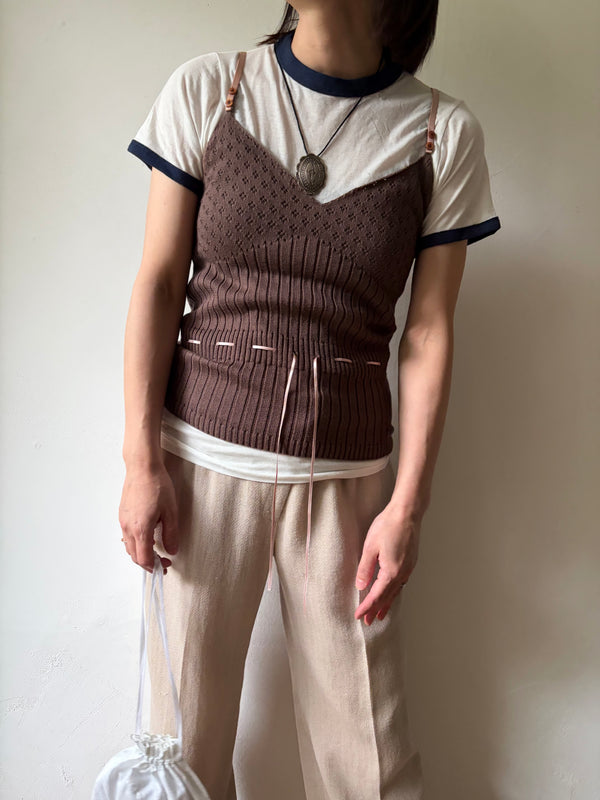 Brown Knit Top.