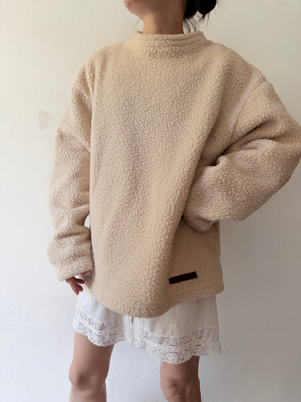 White Fleece Pull Top