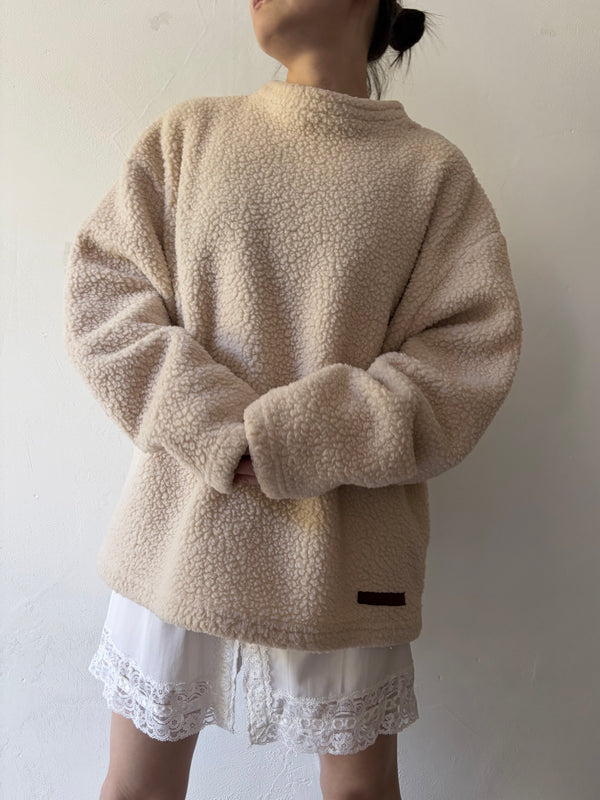White Fleece Pull Top