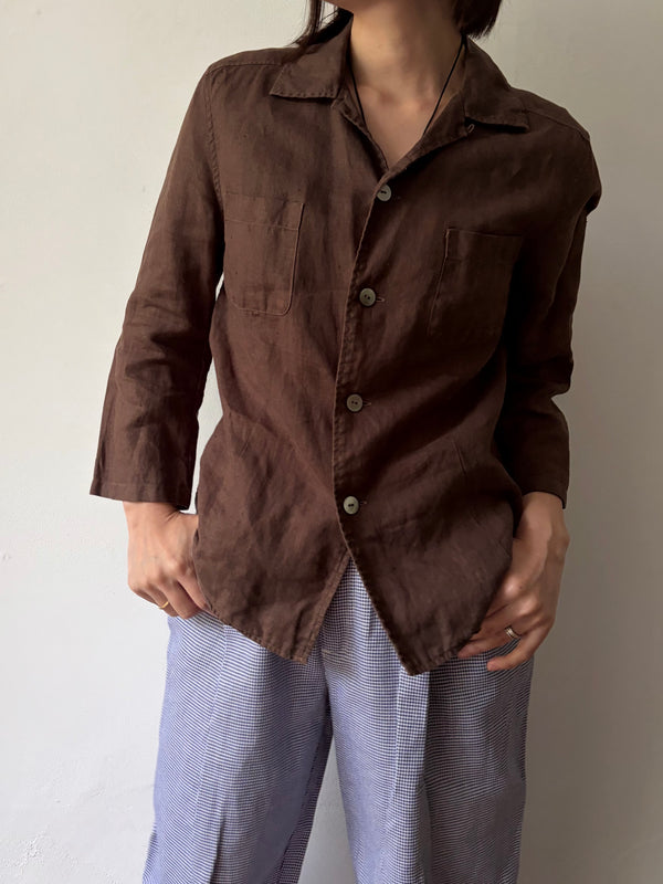 Brown Linen Blouse.