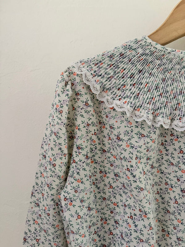 70's-80's Ruffled Pleated Collar Blouse
