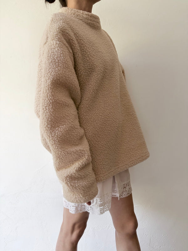 White Fleece Pull Top