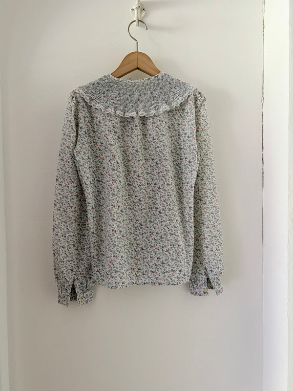 70's-80's Ruffled Pleated Collar Blouse
