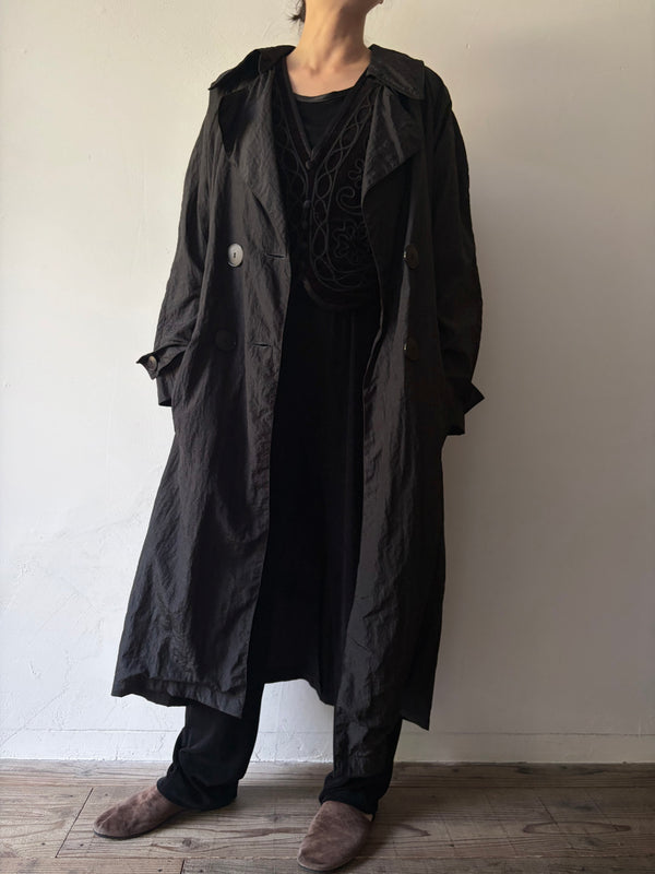 80's-90's Nylon Black Coat