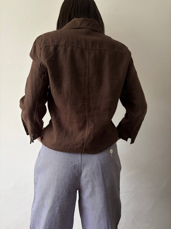 Brown Linen Blouse.