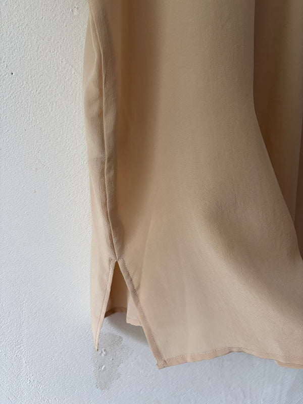 Beige Silk Half Sleeve Top.