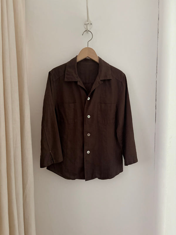 Brown Linen Blouse.