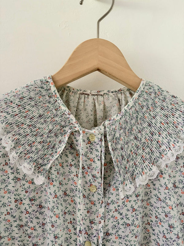 70's-80's Ruffled Pleated Collar Blouse