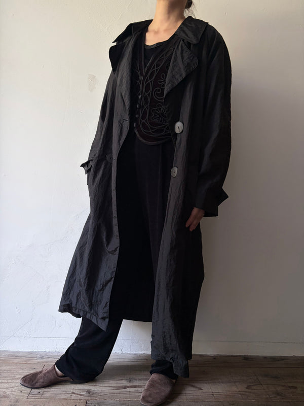 80's-90's Nylon Black Coat